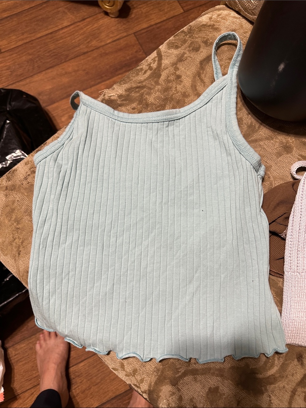 Chocolate Light Blue Ribbed Knit Cami Set - Picture 6 of 7